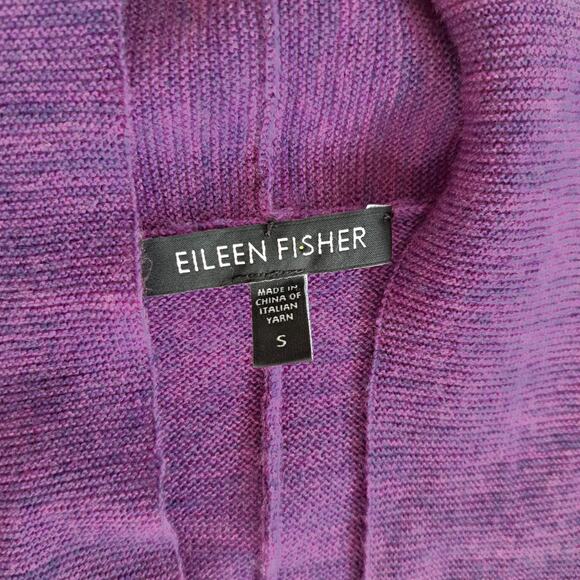 EILEEN FISHER Merino Wool Cardigan Cocoon Sweater Purple Melange Dolman Boxy - Picture 4 of 8